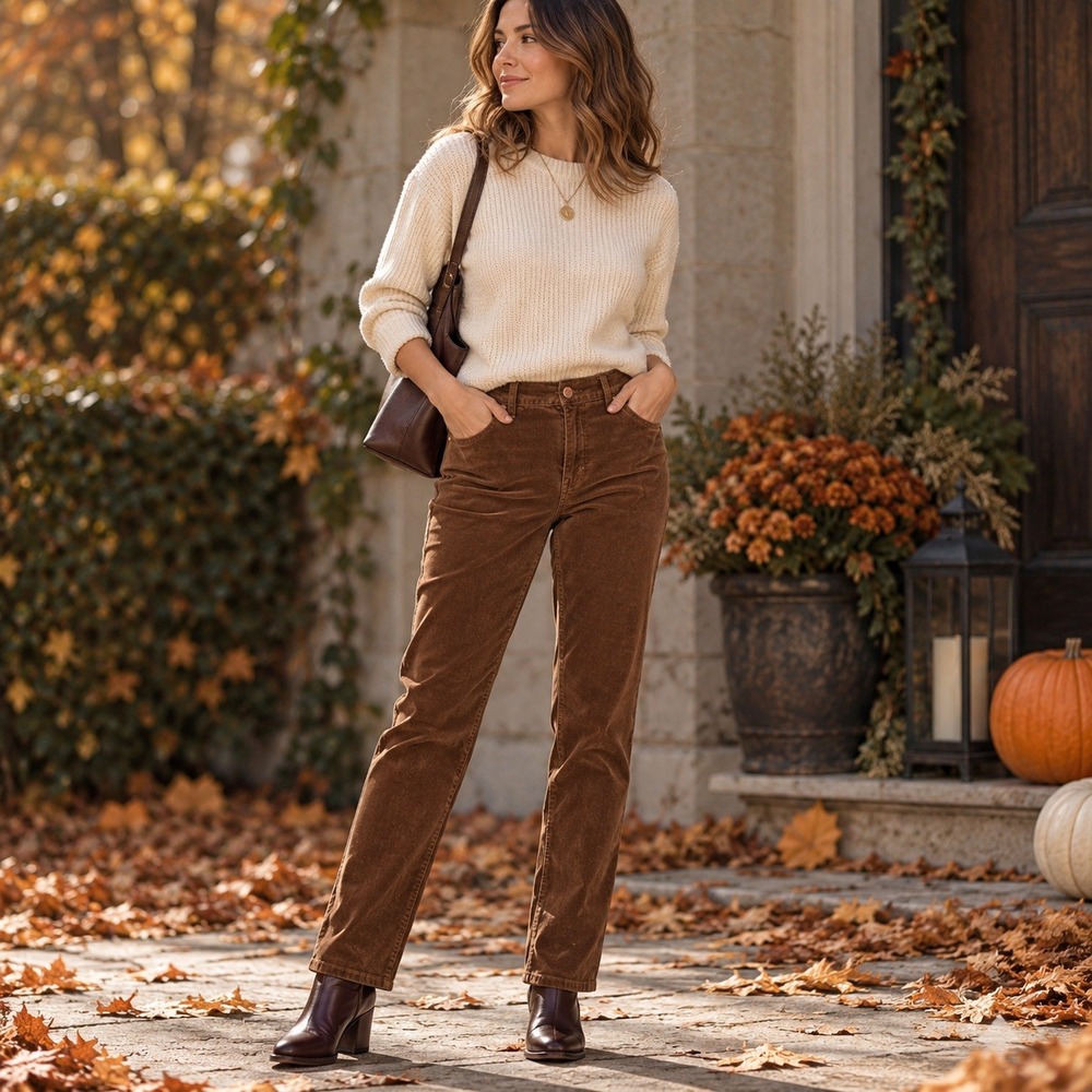 Talbots Corduroy Straight Leg Pant Dark Brown Womens 10 Casual Classic Stretch